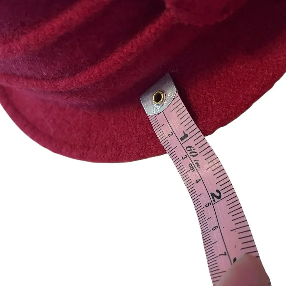 Toucan Collection Red Cloche Women SZ 6 1/2 Vintage With Flower Wool Retro Chic - Picture 6 of 11